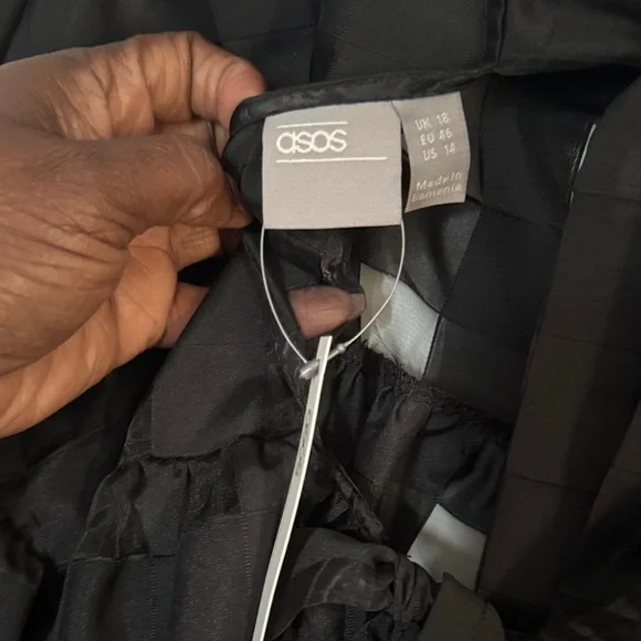 ASOS Black Sheer Blouse with Check Pattern - Picture 4 of 4